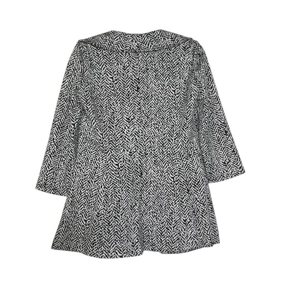 Calvin Klein Drape-Front Ruffle Blazer Intarsia Houndstooth Black & White Size 2 - Picture 3 of 12